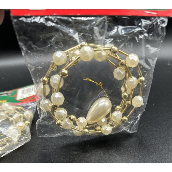 KURT S ADLER Gold & White Beaded Icicle Christmas ORNAMENT Santa's World 5J New! - Picture 6 of 7